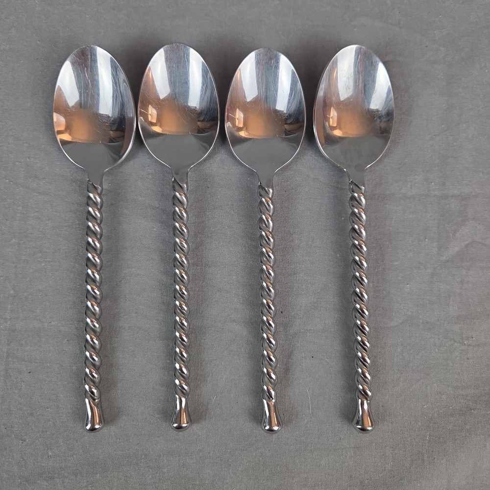 Gourmet Settings SILVER TEAR Twist 18/10 Stainless Steel Flatware‎ 4  Spoons